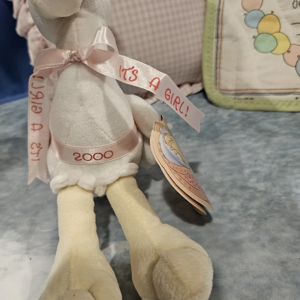 Vintage Baby Girl Plush‎ Keepsake Bundle Stork 